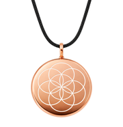 The OneDevice in Rose Gold pendant on black cord